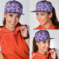 Purple Hawaii Kalo Palaka Motifs Snapback Cap Hawaiian Taro Leaves Elegant Vibes LT14 - Polynesian Pride