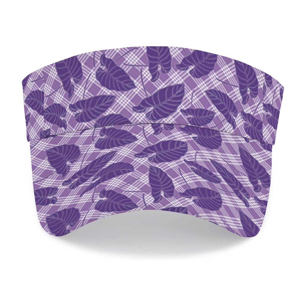 Purple Hawaii Kalo Palaka Motifs Sun Visor Cap Hawaiian Taro Leaves Elegant Vibes