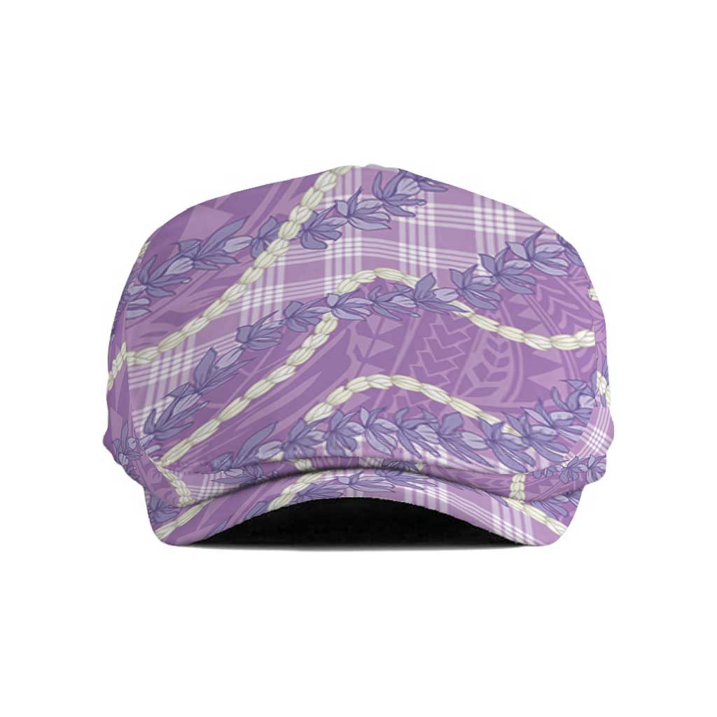 Purple Hawaii Palaka Honohono Pikake Jeff Hat Hawaiian Orchid Lei Polynesian Pattern - Polynesian Pride