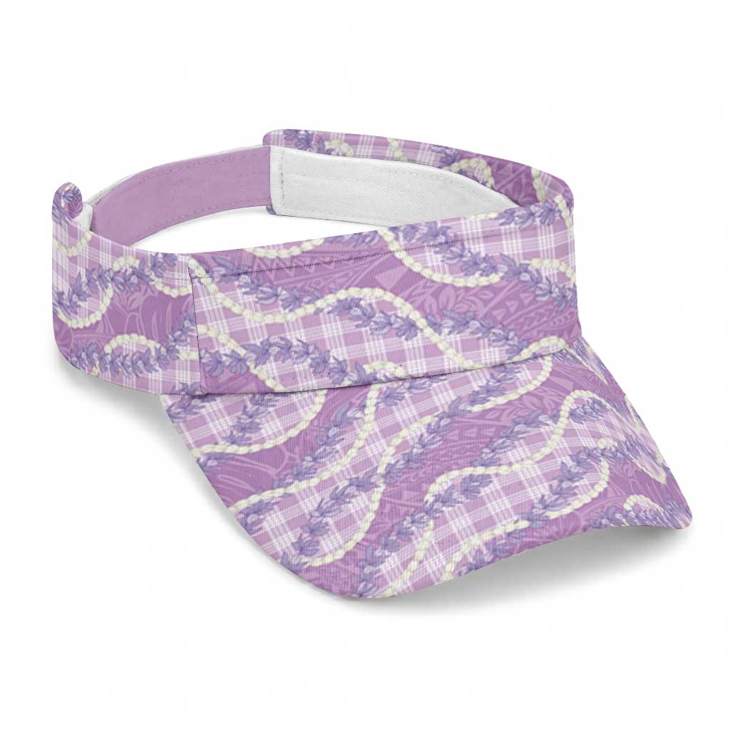 Purple Hawaii Palaka Honohono Pikake Sun Visor Cap Hawaiian Orchid Lei Polynesian Pattern