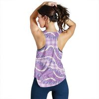 Purple Hawaii Palaka Honohono Pikake Women Racerback Tank Hawaiian Orchid Lei Polynesian Pattern - Polynesian Pride