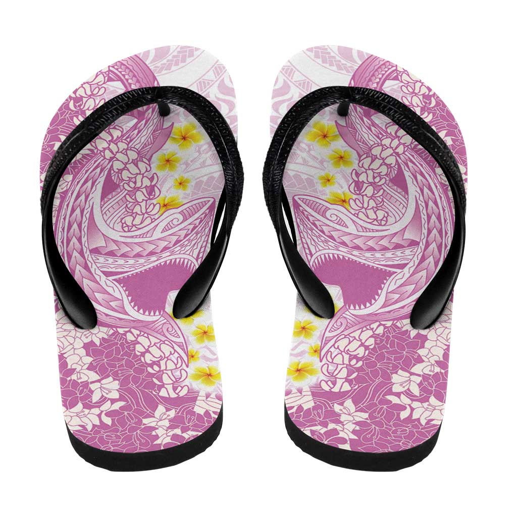 Purple Hawaii Shark Tattoo Flip Flops Puakenikeni Lei Plumeria Polynesian Pattern