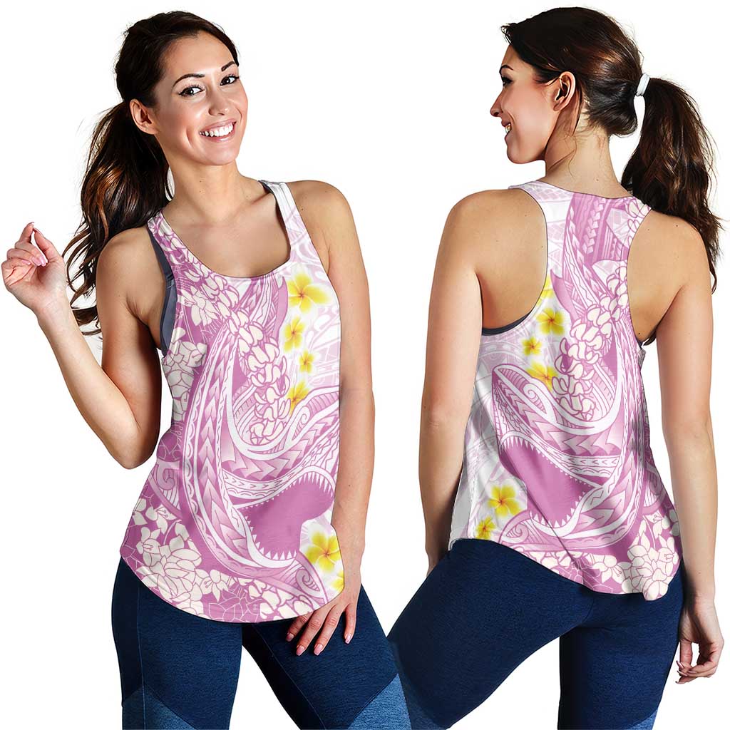 Purple Hawaii Shark Tattoo Women Racerback Tank Puakenikeni Lei Plumeria Polynesian Pattern LT14 - Polynesian Pride
