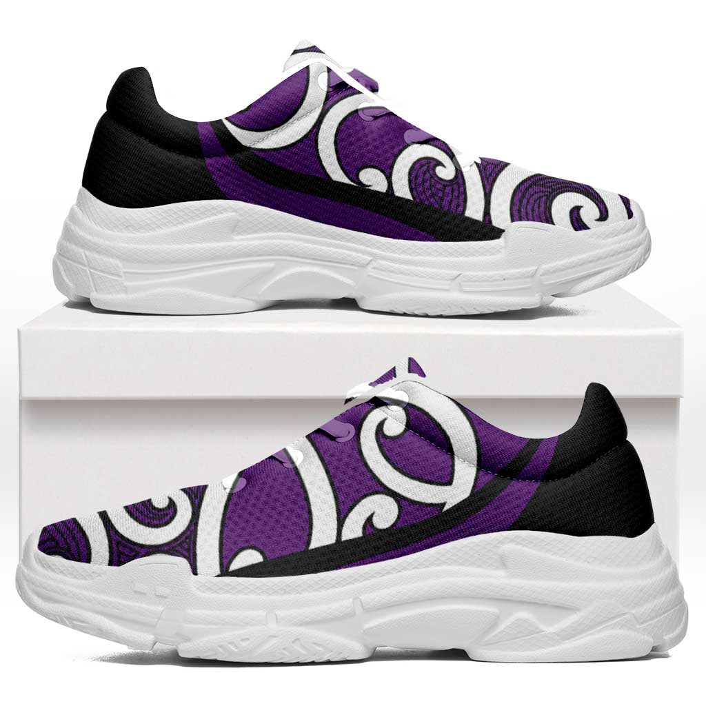 Purple Maori Koru New Zealand Chunky Sneakers