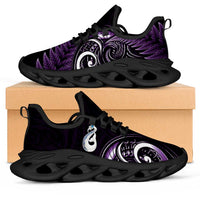 Purple New Zealand Clunky Sneakers Aotearoa Silver Fern With Manaia Maori Unique LT14 Purple - Polynesian Pride
