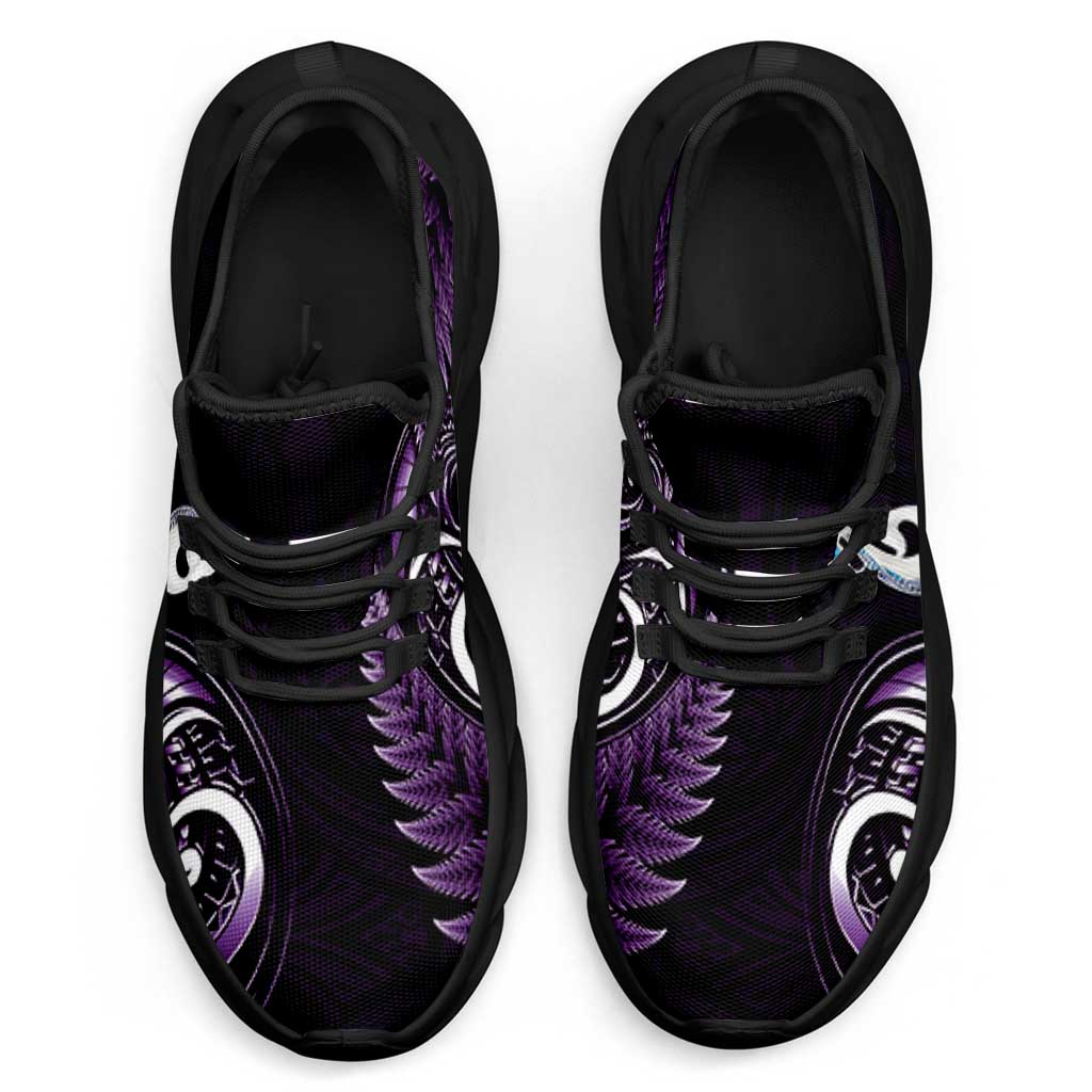 Purple New Zealand Clunky Sneakers Aotearoa Silver Fern With Manaia Maori Unique LT14 - Polynesian Pride