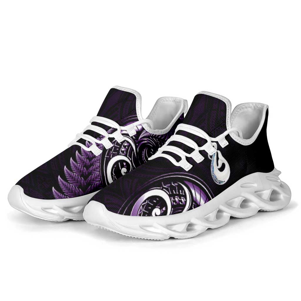 Purple New Zealand Clunky Sneakers Aotearoa Silver Fern With Manaia Maori Unique LT14 - Polynesian Pride