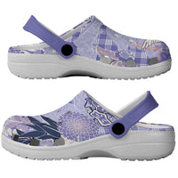 Purple Palaka Crane and Flowers Clogs Shoes Japan Heritage Spirit - Polynesian Pride