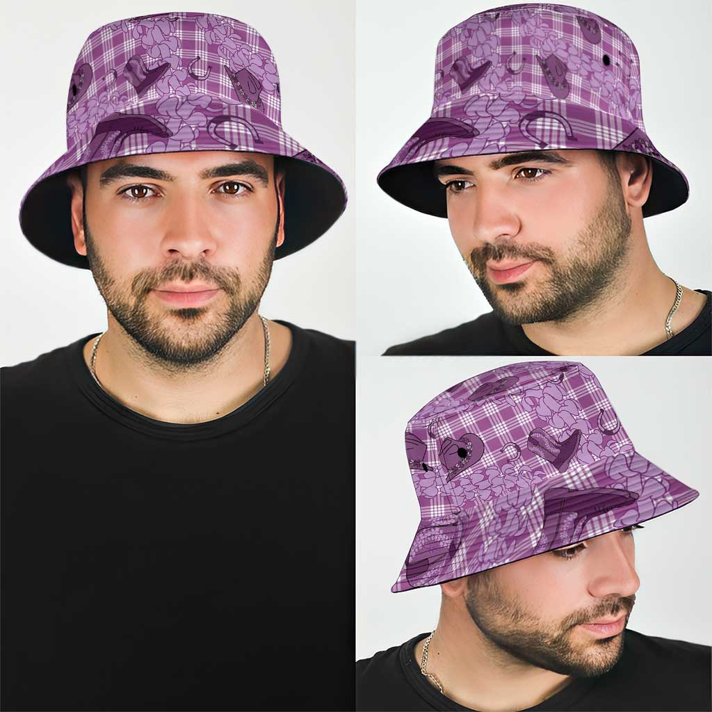 Purple Palaka Hawaii Cowboy Bucket Hat Puakenikeni Lei Paniolo Papale Seamless Vibes - Polynesian Pride