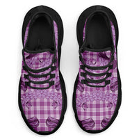 Purple Palaka Hawaii Cowboy Clunky Sneakers Puakenikeni Lei Paniolo Papale Seamless Vibes - Polynesian Pride