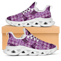 Purple Palaka Hawaii Cowboy Clunky Sneakers Puakenikeni Lei Paniolo Papale Seamless Vibes - Polynesian Pride