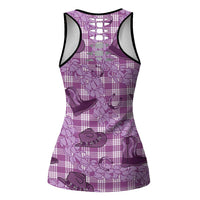 Purple Palaka Hawaii Cowboy Hollow Tank Top Puakenikeni Lei Paniolo Papale Seamless Vibes LT14 - Polynesian Pride