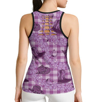 Purple Palaka Hawaii Cowboy Hollow Tank Top Puakenikeni Lei Paniolo Papale Seamless Vibes LT14 - Polynesian Pride