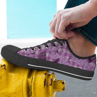 Purple Palaka Hawaii Cowboy Low Top Shoes Puakenikeni Lei Paniolo Papale Seamless Vibes - Polynesian Pride