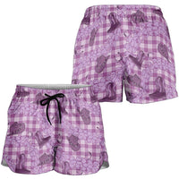 Purple Palaka Hawaii Cowboy Shorts for Women Puakenikeni Lei Paniolo Papale Seamless Vibes LT14 - Polynesian Pride