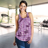 Purple Palaka Hawaii Cowboy Women Racerback Tank Puakenikeni Lei Paniolo Papale Seamless Vibes - Polynesian Pride