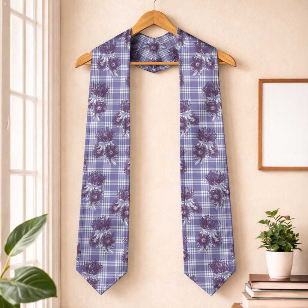 Purple Palaka Hawaii Graduation Stole Hawaiian Lehua Blossoms LT05 One Size Purple - Polynesian Pride