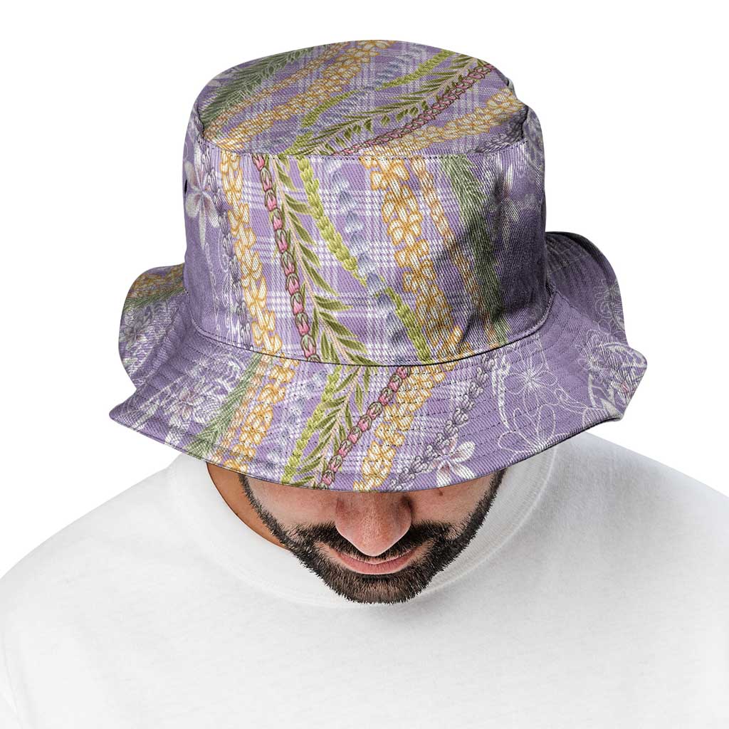 Purple Palaka Hawaii Leis Bucket Hat Hawaiian-plaid Elegant Tropical Vibes - Polynesian Pride