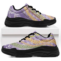 Purple Palaka Hawaii Leis Chunky Sneakers Hawaiian-plaid Elegant Tropical Vibes LT14 Purple - Polynesian Pride