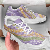 Purple Palaka Hawaii Leis Chunky Sneakers Hawaiian-plaid Elegant Tropical Vibes LT14 - Polynesian Pride