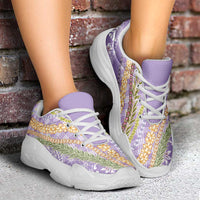 Purple Palaka Hawaii Leis Chunky Sneakers Hawaiian-plaid Elegant Tropical Vibes LT14 - Polynesian Pride