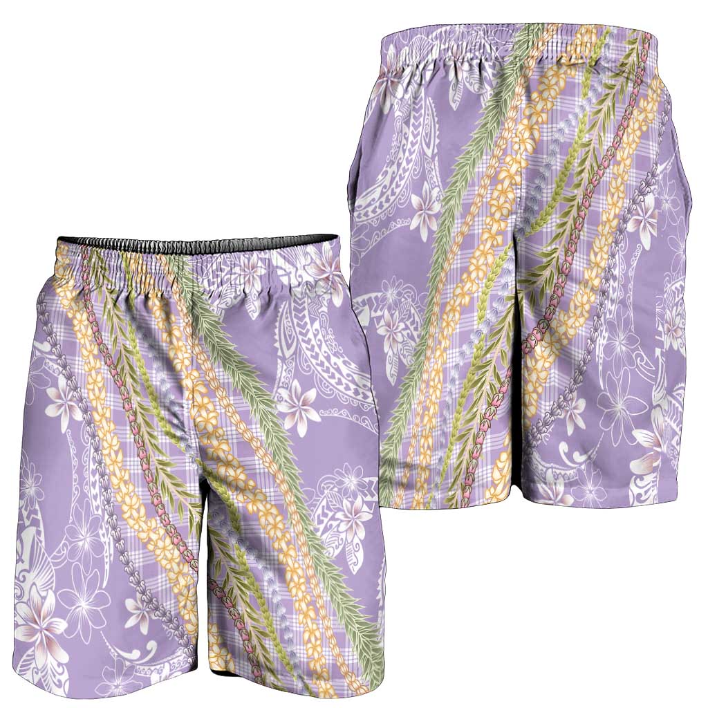 Purple Palaka Hawaii Leis Shorts for Men Hawaiian-plaid Elegant Tropical Vibes - Polynesian Pride