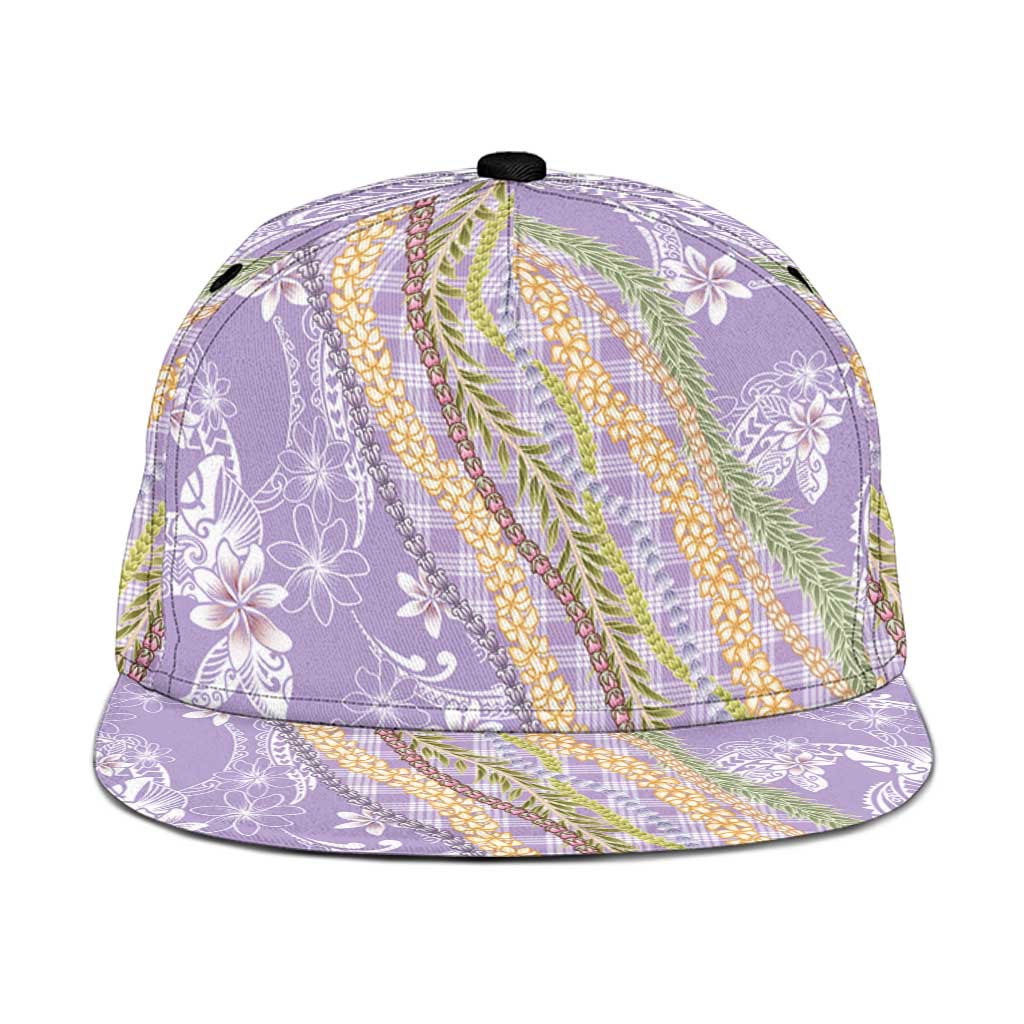 Purple Palaka Hawaii Leis Snapback Cap Hawaiian-plaid Elegant Tropical Vibes - Polynesian Pride