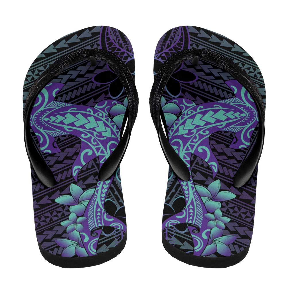 Purple Paradise Hawaii Flip Flops Hammerhead Shark Tattoo Curve Polynesian - Polynesian Pride
