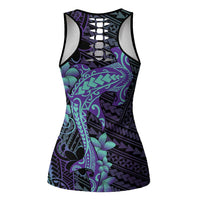 Purple Paradise Hawaii Hollow Tank Top Hammerhead Shark Tattoo Curve Polynesian - Polynesian Pride