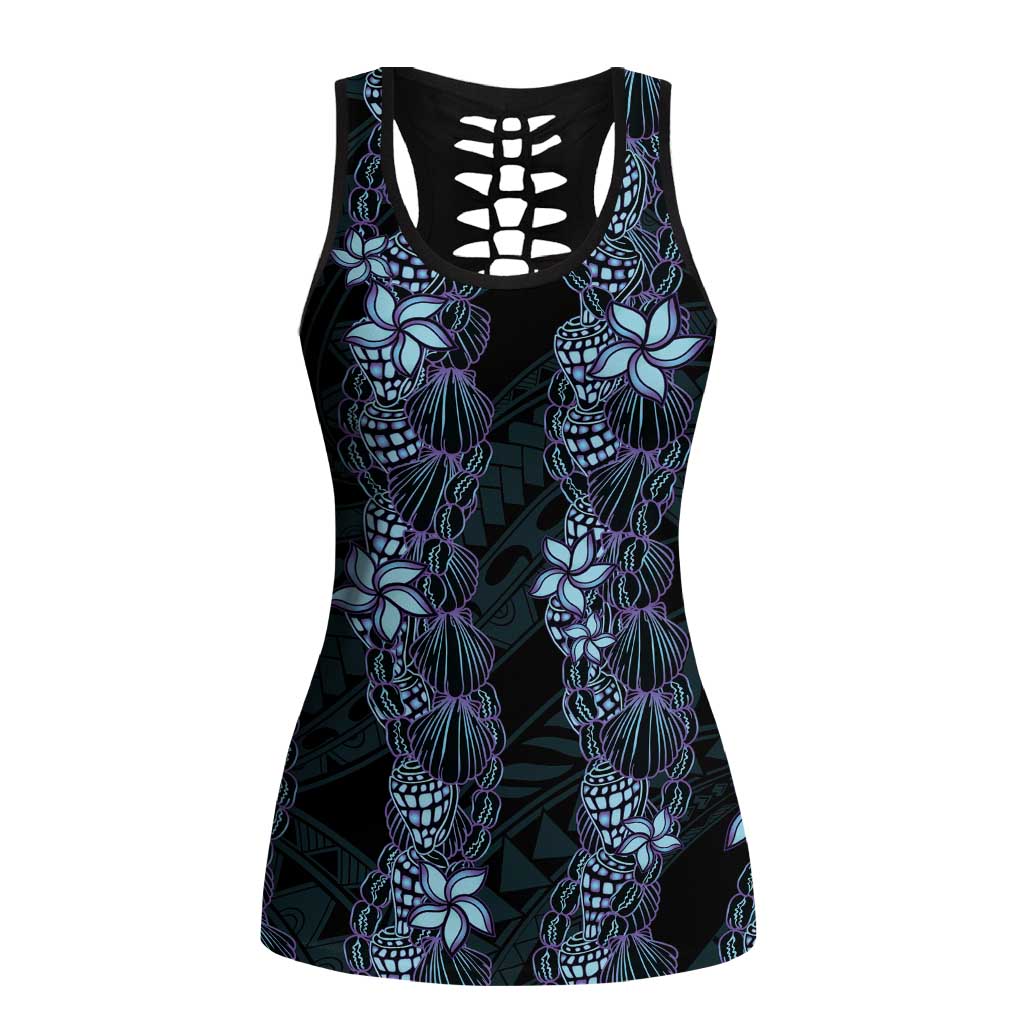 Purple Paradise Hawaii Shell Lei Hollow Tank Top Hawaiian Sunrise Shell Hebrew Cone Plumeria - Polynesian Pride