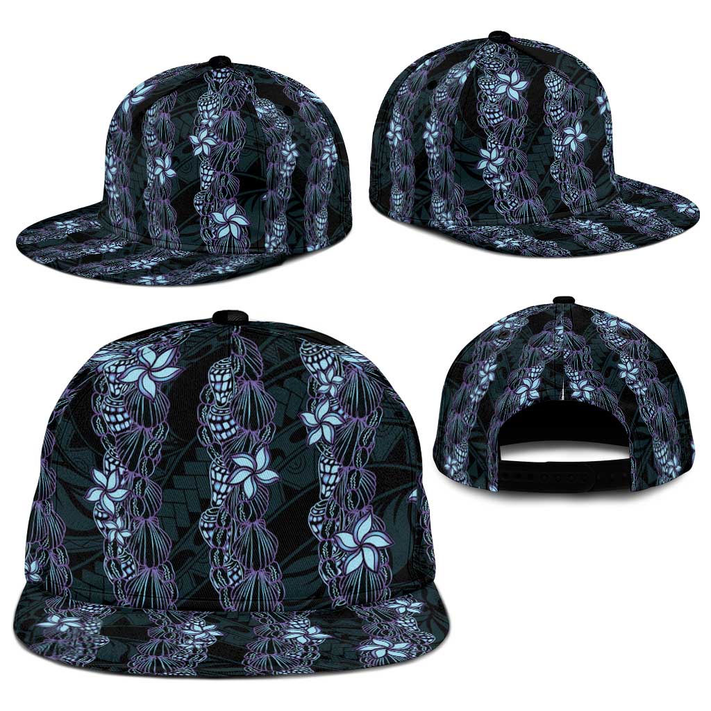 Purple Paradise Hawaii Shell Lei Snapback Cap Hawaiian Sunrise Shell Hebrew Cone Plumeria - Polynesian Pride