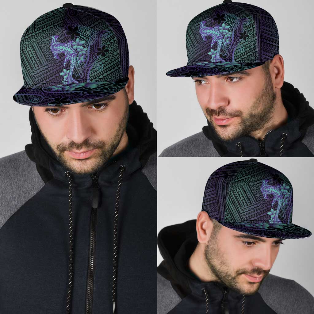 Purple Paradise Hawaii Snapback Cap Hammerhead Shark Tattoo Curve Polynesian - Polynesian Pride