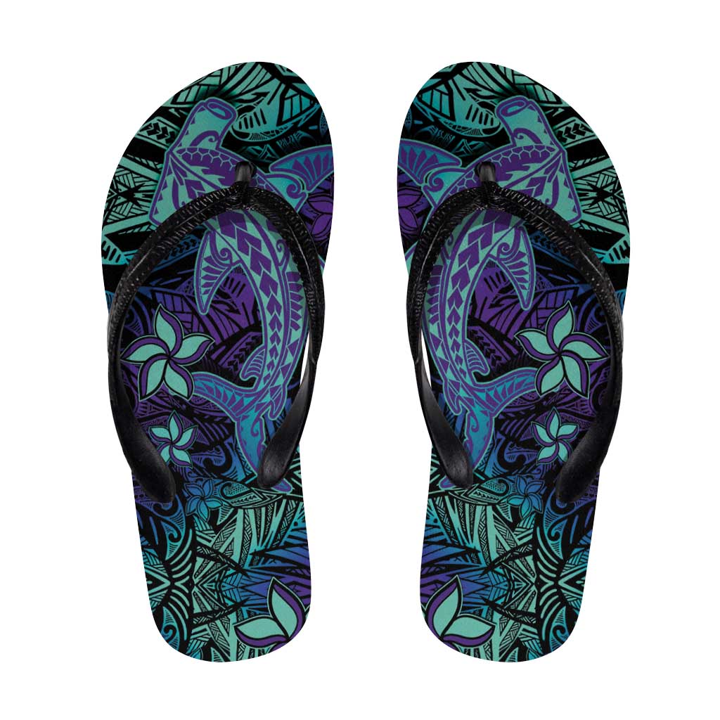 Purple Paradise Hawaiian Tribal Hammerhead Shark Flip Flops LT14 Purple - Polynesian Pride