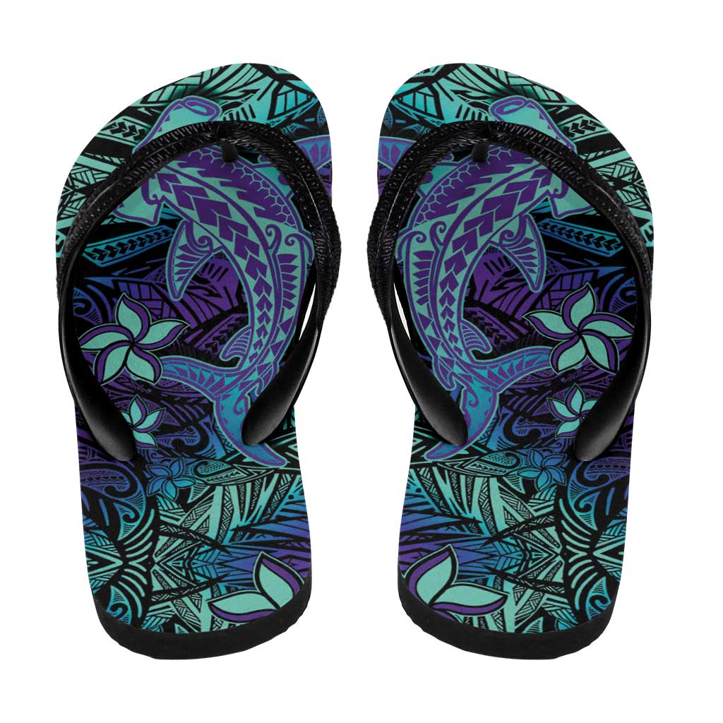 Purple Paradise Hawaiian Tribal Hammerhead Shark Flip Flops LT14 - Polynesian Pride