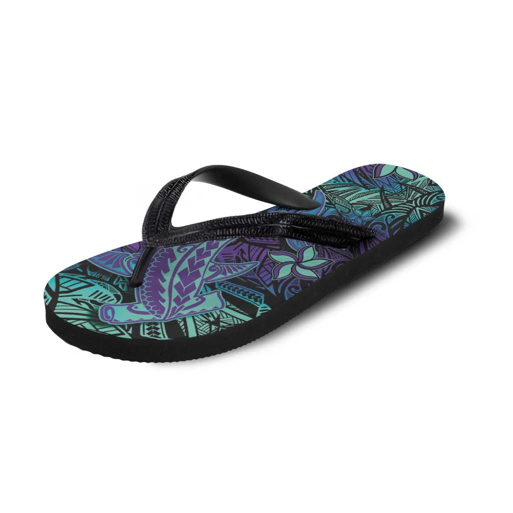 Purple Paradise Hawaiian Tribal Hammerhead Shark Flip Flops LT14 - Polynesian Pride