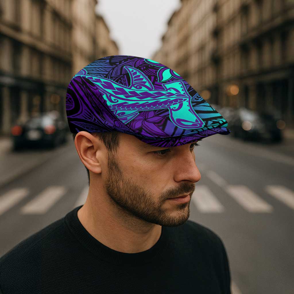 Purple Paradise Hawaiian Tribal Hammerhead Shark Jeff Hat - Polynesian Pride