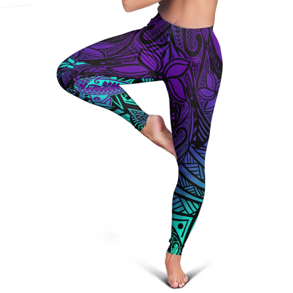 Purple Paradise Polynesian Leggings Hawaiian Tribal Hammerhead Shark LT14