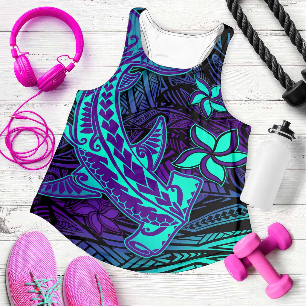 Purple Paradise Polynesian Women Racerback Tank Hawaiian Tribal Hammerhead Shark LT14 Purple - Polynesian Pride