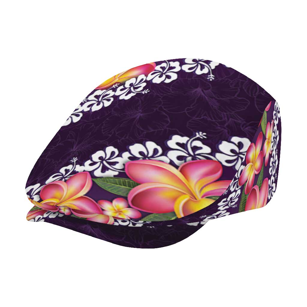 Purple Polynesia Jeff Hat Plumeria With Hibiscus Pattern Tropical Vibes - Polynesian Pride
