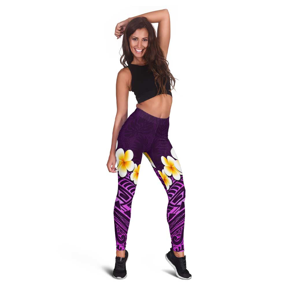 Purple Polynesia Leggings Plumeria Tropical Leaves With Galaxy Polynesian Art LT14 - Polynesian Pride