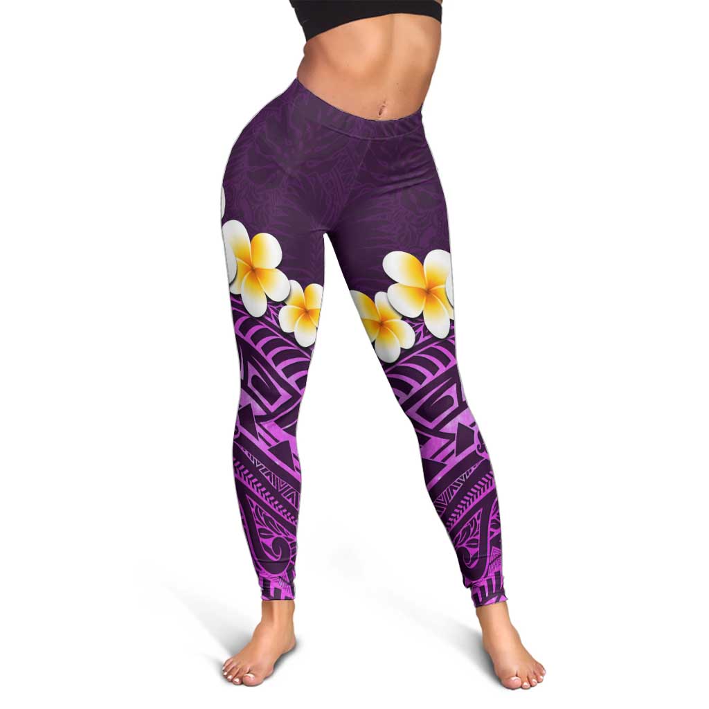 Purple Polynesia Leggings Plumeria Tropical Leaves With Galaxy Polynesian Art LT14 - Polynesian Pride