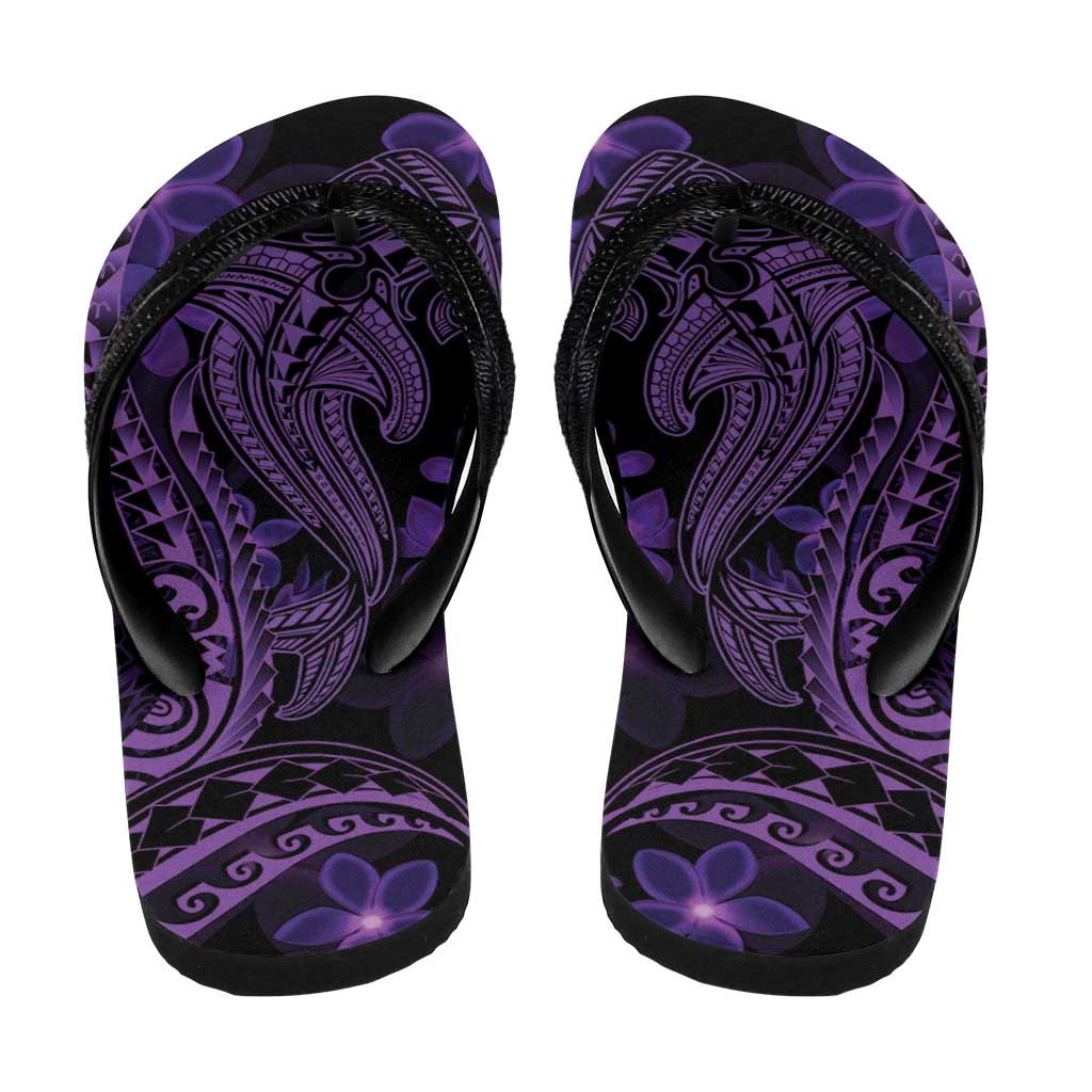 Purple Polynesia Shark Tattoo Flip Flops Polynesian Plumeria LT14 - Polynesian Pride