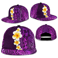 Purple Polynesia Snapback Cap Plumeria Tropical Leaves With Galaxy Polynesian Art - Polynesian Pride