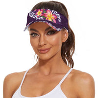 Purple Polynesia Sun Visor Cap Plumeria With Hibiscus Pattern Tropical Vibes