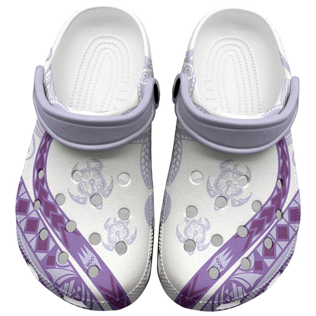 Purple Polynesian Tribal Turtle Floral Pattern Clogs Shoes - Polynesian Pride