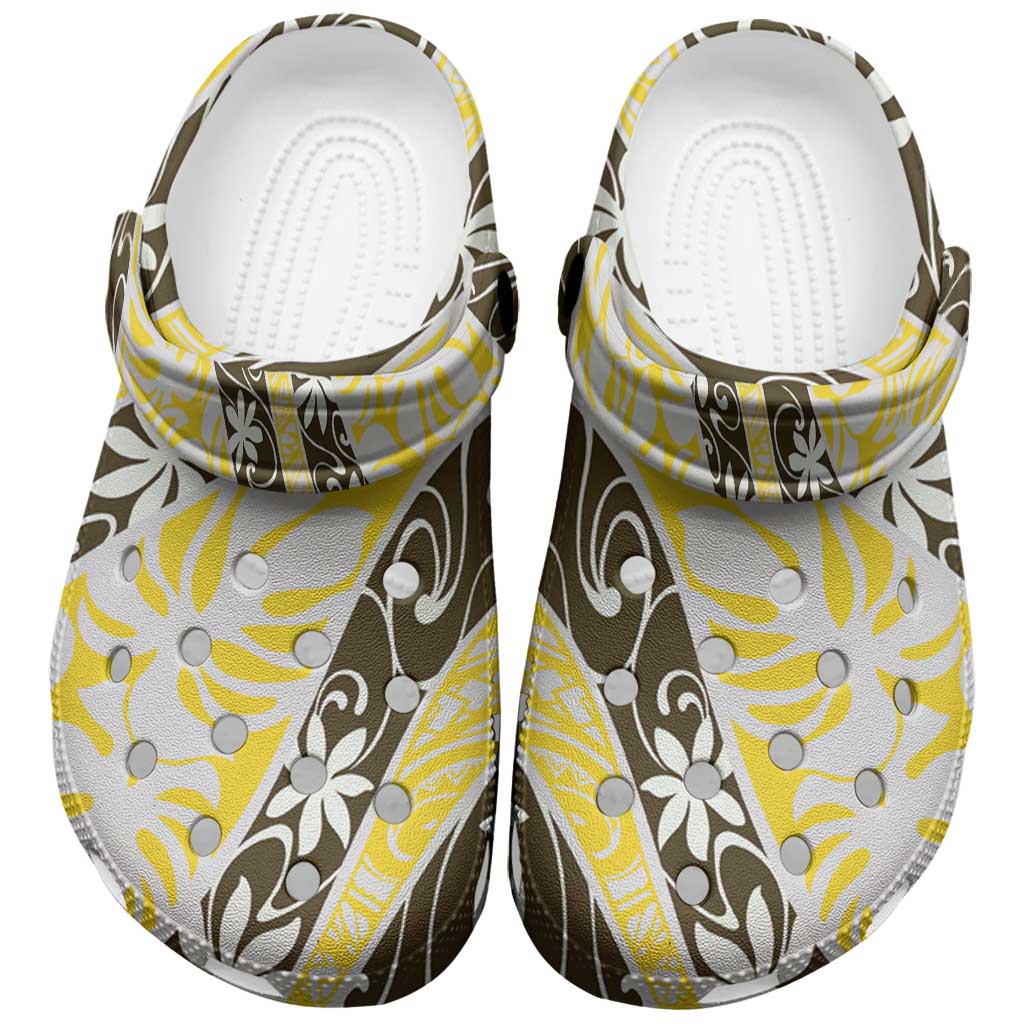 Rearea Tahiti Tiare Monstera Clogs Shoes Polynesian Pattern Curve Style - Polynesian Pride