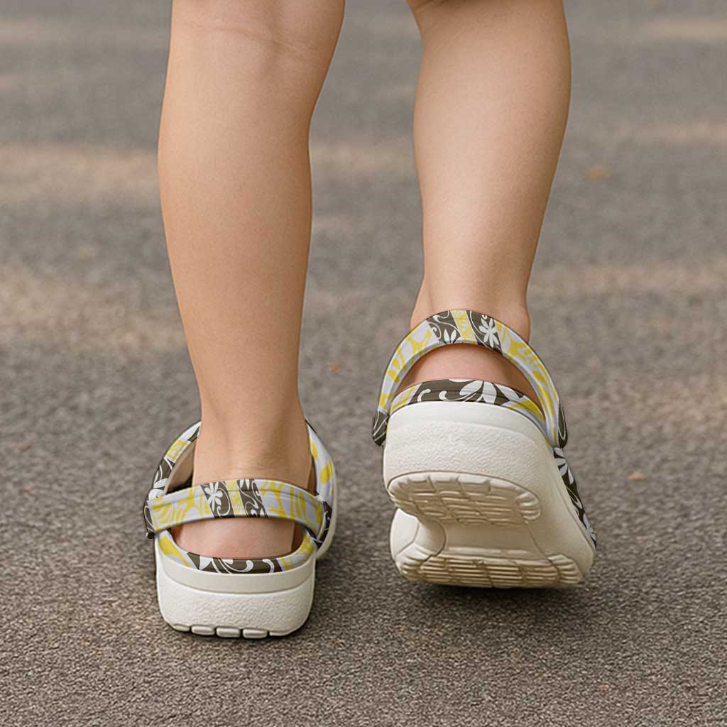 Rearea Tahiti Tiare Monstera Clogs Shoes Polynesian Pattern Curve Style - Polynesian Pride
