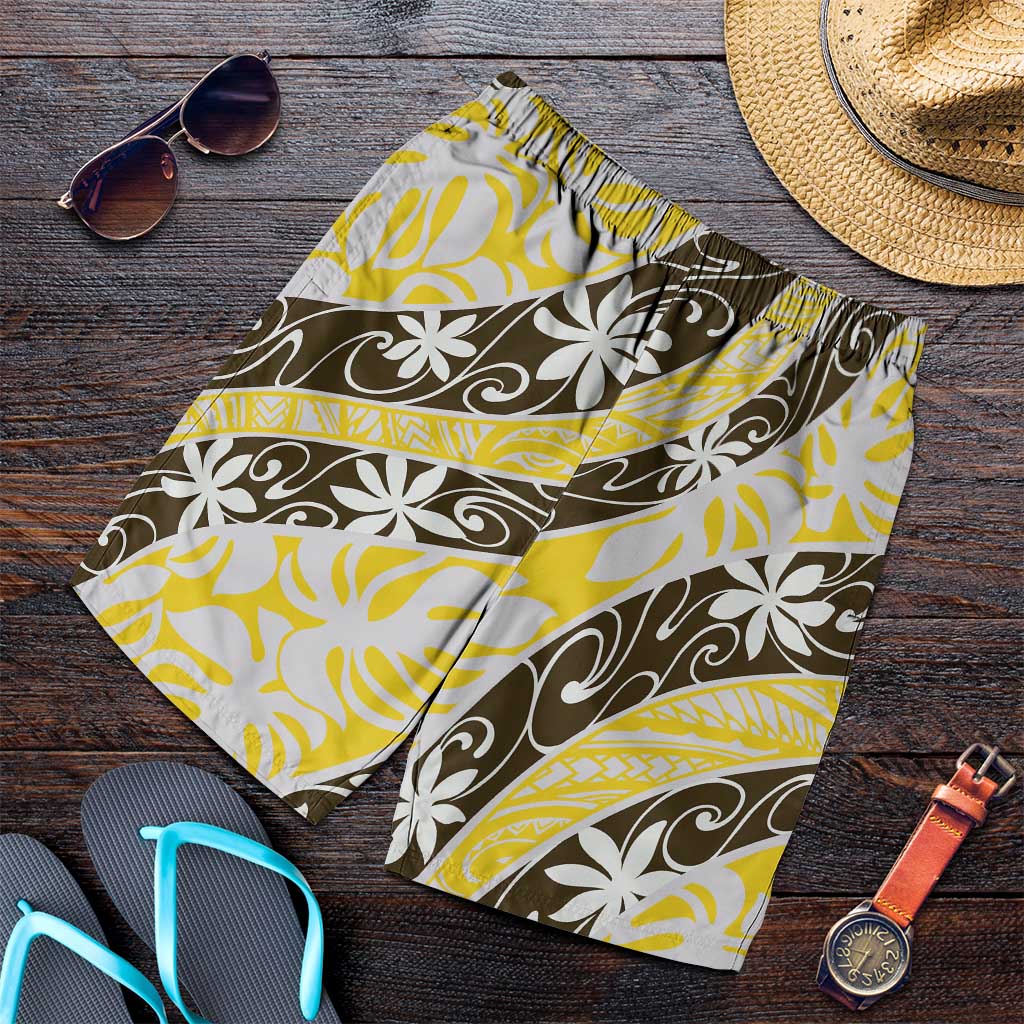 Rearea Tahiti Tiare Monstera Shorts for Men Polynesian Pattern Curve Style - Polynesian Pride