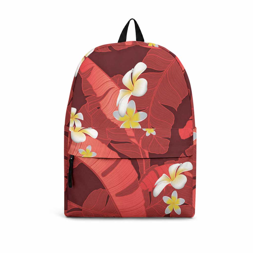 Red Banana Leaf Hawaii Backpack Lau Maia Plumeria Tropical Summer Vibes