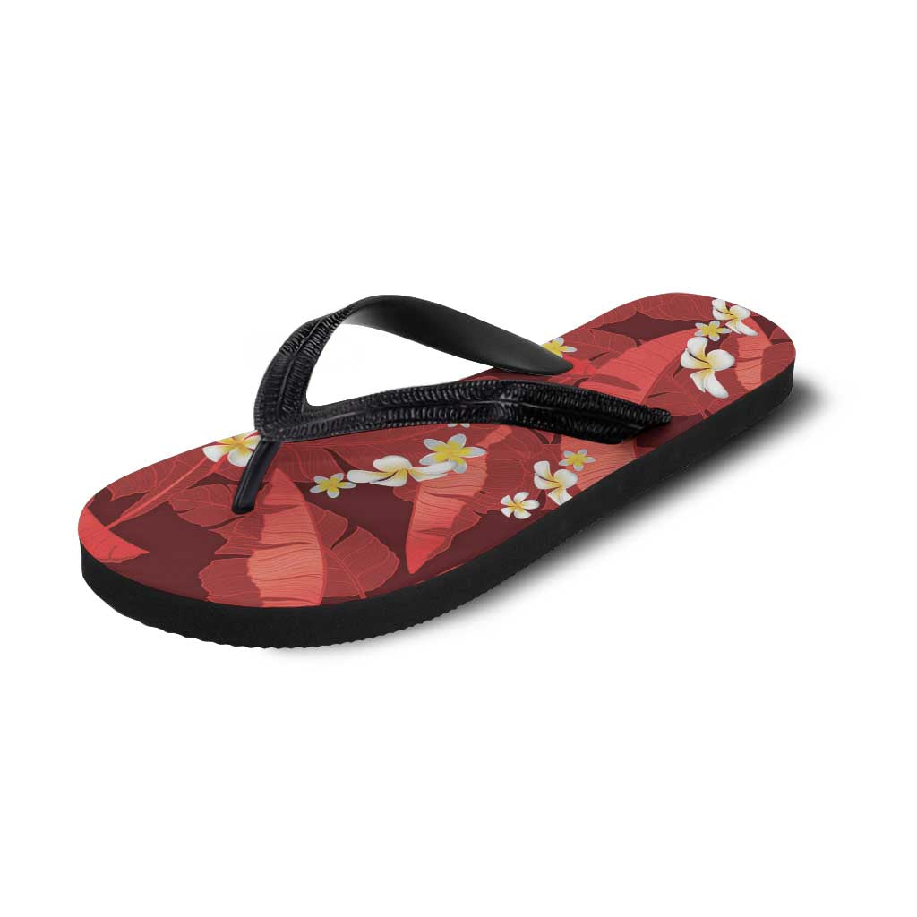 Red Banana Leaf Hawaii Flip Flops Lau Maia Plumeria Tropical Summer Vibes
